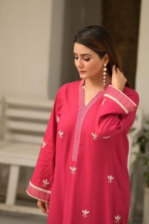 Embroidered Kurta with Mirror Work
