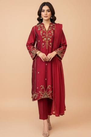 Self Sheesha Silk | Handwork embroidery | Organza dupatta